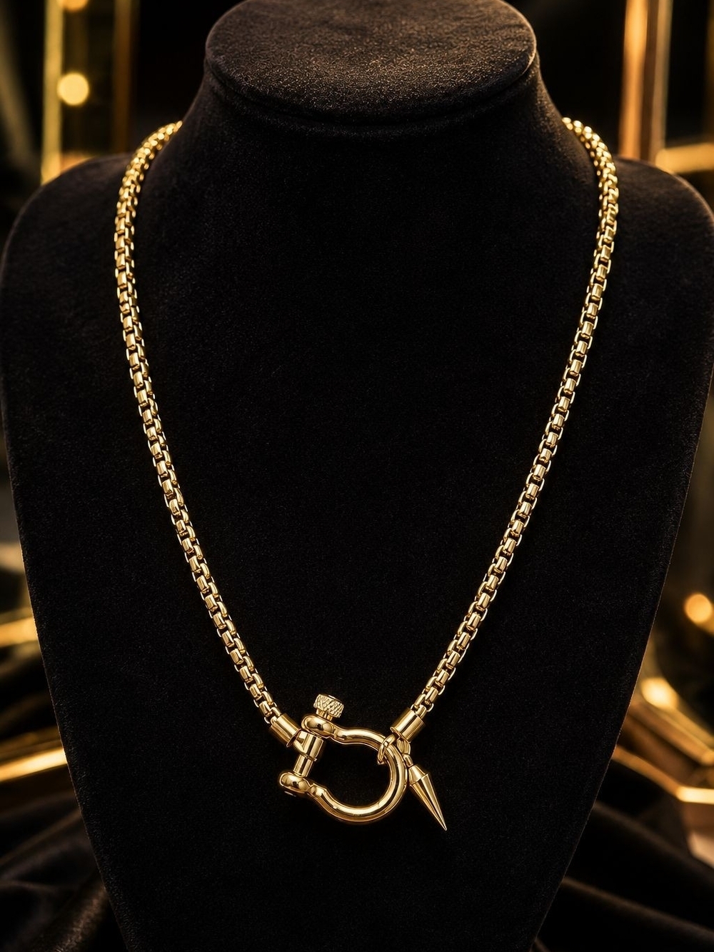 Stainless Steel 18k Gold-Plated Toggle Charm Chain Necklace